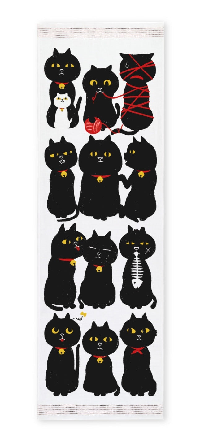 Tenugui towel  |  Black Cat Design