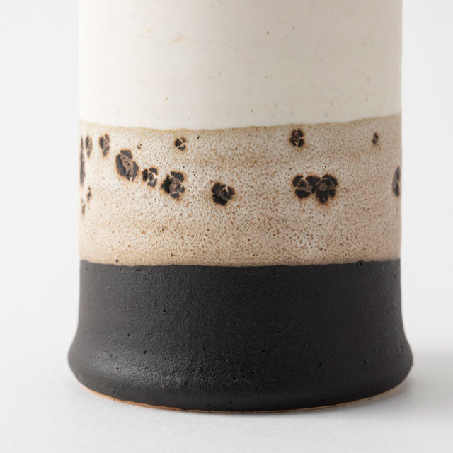 Tsutsu Yunomi - Mino Ware, Two-Tone Black and White Glaze | Nakagawa Masashichi Shoten