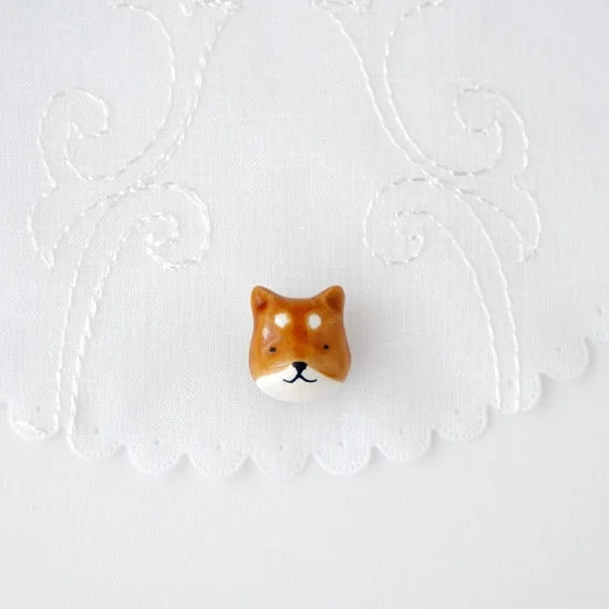 Shiba Inu Ceramic Brooch