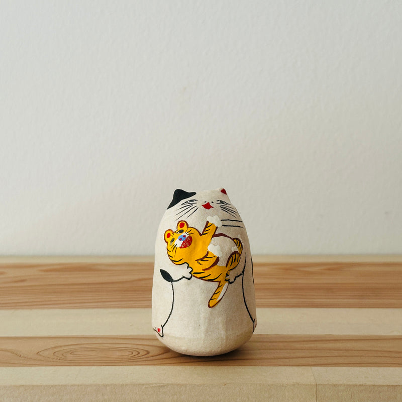 Cat and Tiger Papier-mache Tumbling Doll ｜COSHELL