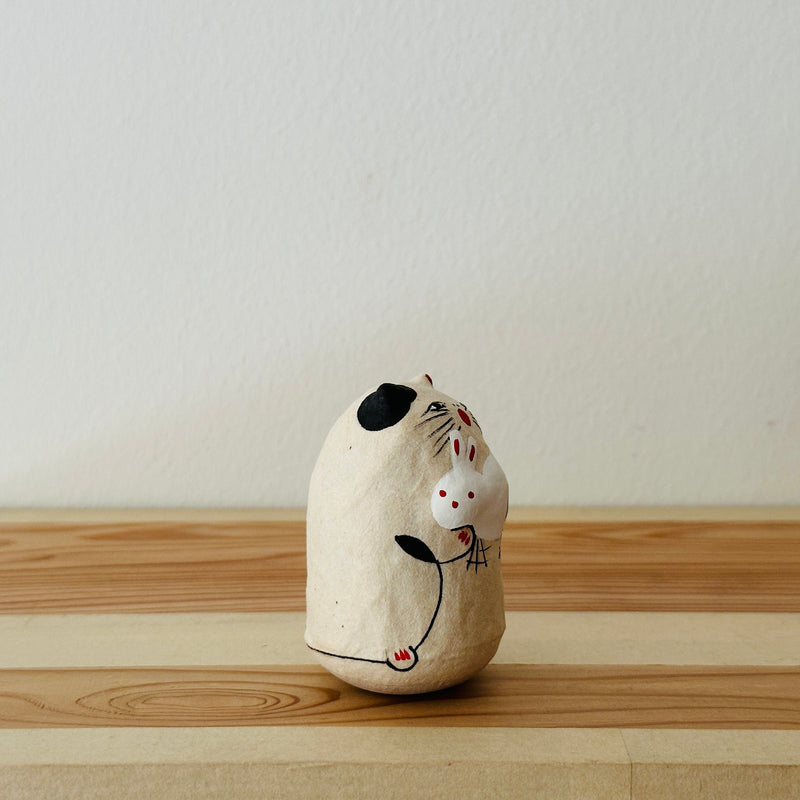 Cat and Rabbit Papier-mache Tumbling Doll ｜COSHELL