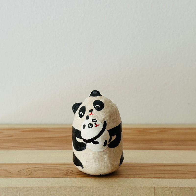 Parent and Baby Panda Papier-mache Tumbling Doll ｜COSHELL