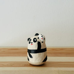 Parent and child Panda Papier-mache Tumbling Doll ｜COSHELL