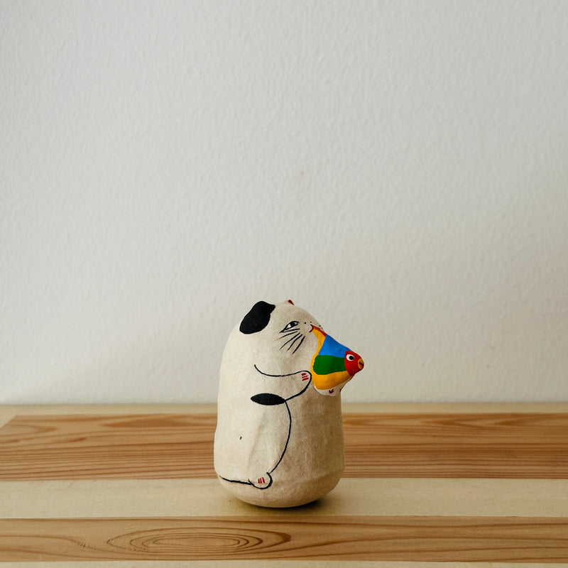 Pigeon Whistle Cat Papier-mache Tumbling Doll ｜COSHELL