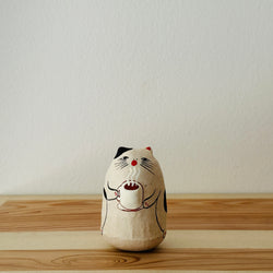 Coffee Cat Papier-mache Tumbling Doll ｜COSHELL