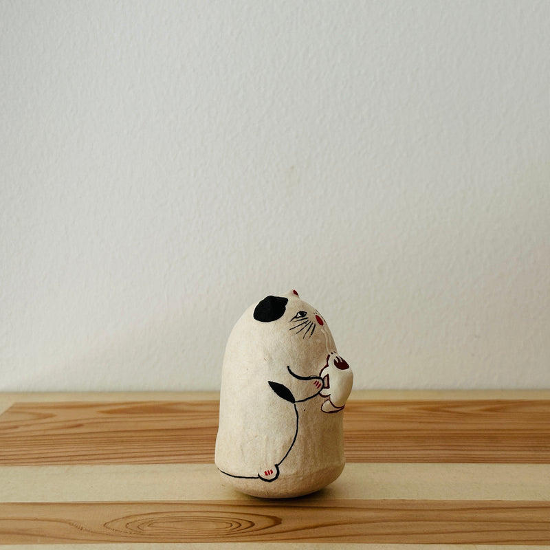 Coffee Cat Papier-mache Tumbling Doll ｜COSHELL