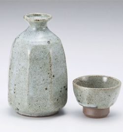 Ash-Glazed Octagonal Tokkuri   Sake set